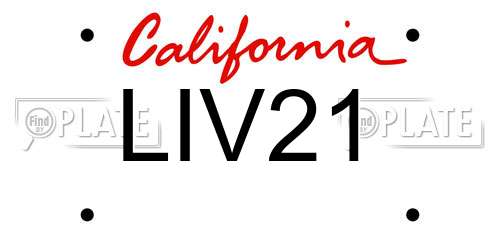 LIV21 California License Plate