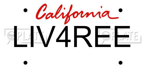 LIV4REE California License Plate
