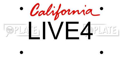 LIVE4 California License Plate