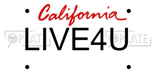LIVE4U California License Plate