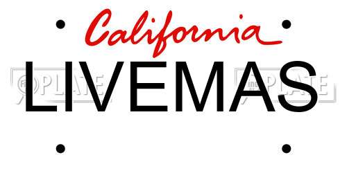 LIVEMAS California License Plate