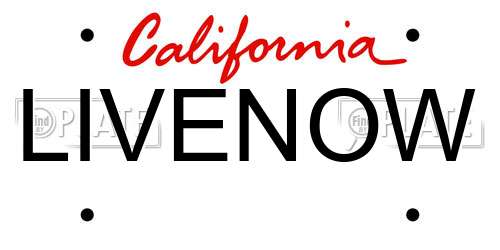 LIVENOW California License Plate