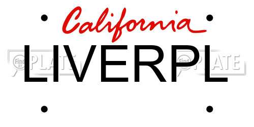 LIVERPL California License Plate
