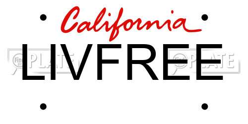 LIVFREE California License Plate