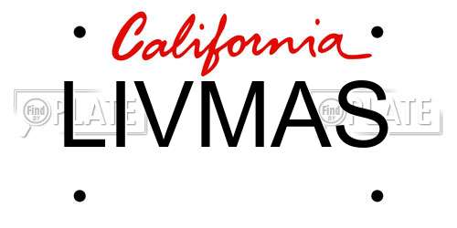 LIVMAS California License Plate