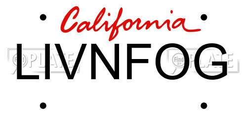 LIVNFOG California License Plate