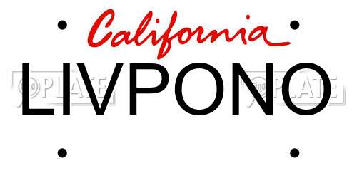 LIVPONO California License Plate