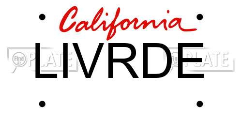 LIVRDE California License Plate
