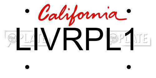 LIVRPL1 California License Plate