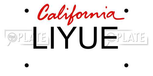 LIYUE California License Plate