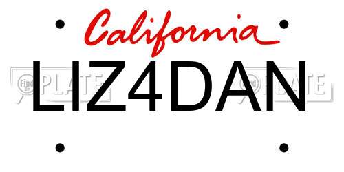LIZ4DAN California License Plate
