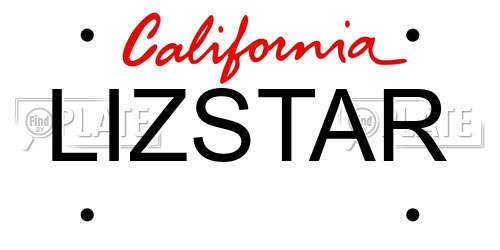 LIZSTAR California License Plate