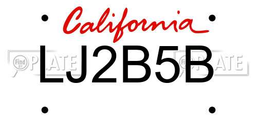 LJ2B5B California License Plate