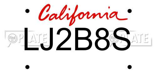 LJ2B8S California License Plate