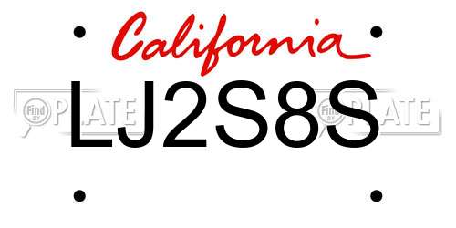 LJ2S8S California License Plate