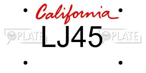LJ45 California License Plate