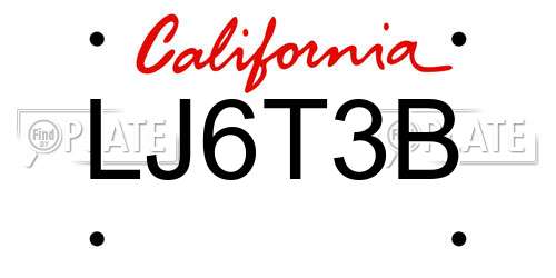 LJ6T3B California License Plate