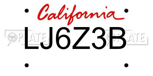 LJ6Z3B California License Plate