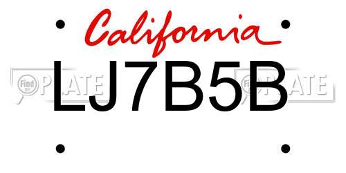 LJ7B5B California License Plate