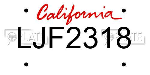 LJF2318 California License Plate