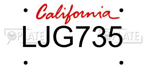 LJG735 California License Plate