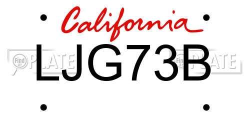 LJG73B California License Plate