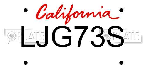 LJG73S California License Plate