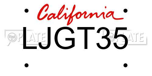 LJGT35 California License Plate