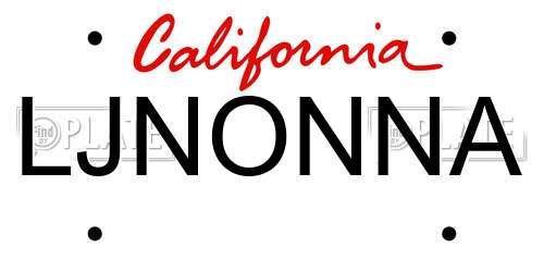 LJNONNA California License Plate