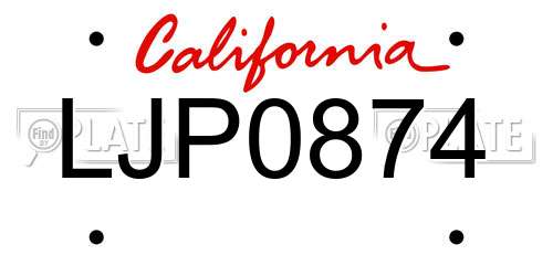 LJP0874 California License Plate