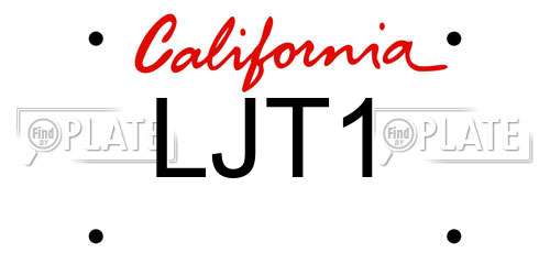 LJT1 California License Plate