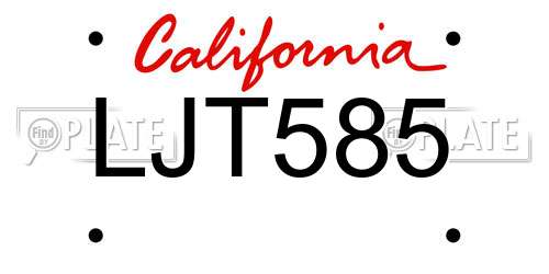 LJT585 California License Plate