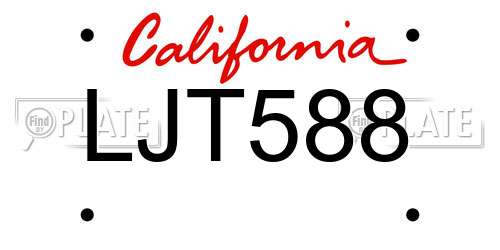 LJT588 California License Plate