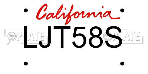 LJT58S California License Plate