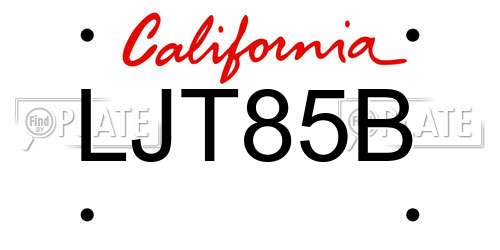 LJT85B California License Plate