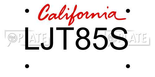 LJT85S California License Plate