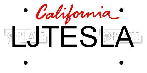 LJTESLA California License Plate