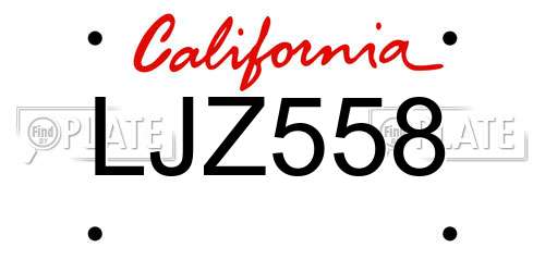 LJZ558 California License Plate