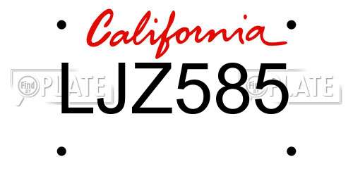 LJZ585 California License Plate