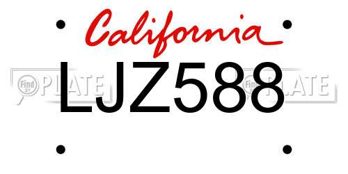 LJZ588 California License Plate