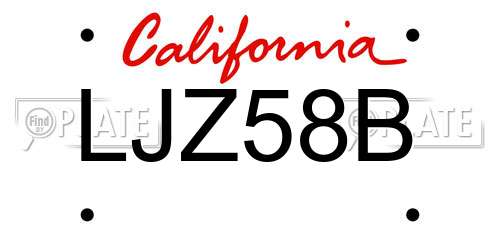 LJZ58B California License Plate