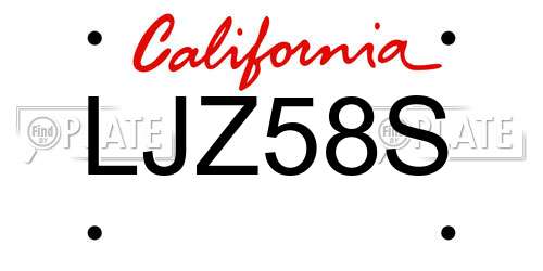 LJZ58S California License Plate