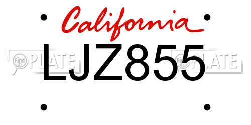 LJZ855 California License Plate