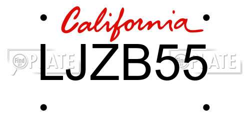 LJZB55 California License Plate