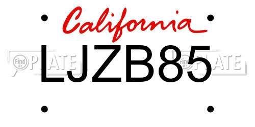 LJZB85 California License Plate