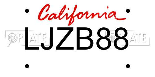 LJZB88 California License Plate