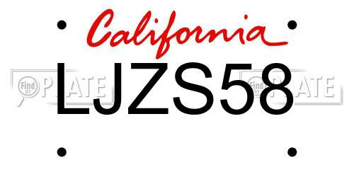 LJZS58 California License Plate