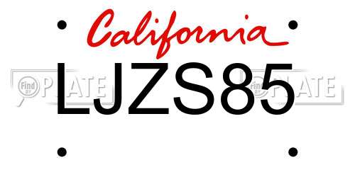 LJZS85 California License Plate