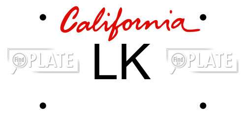LK California License Plate