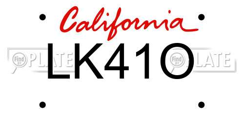 LK41O California License Plate